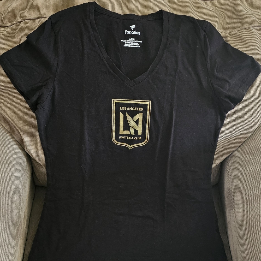Fanatics Black V-Neck Tee with Gold LAFC Logo